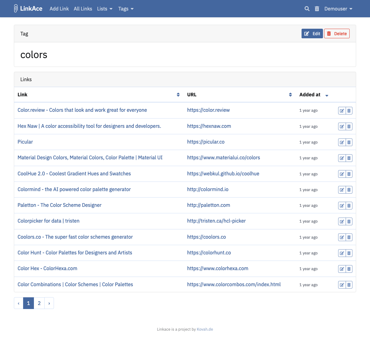 Preview of Tag details